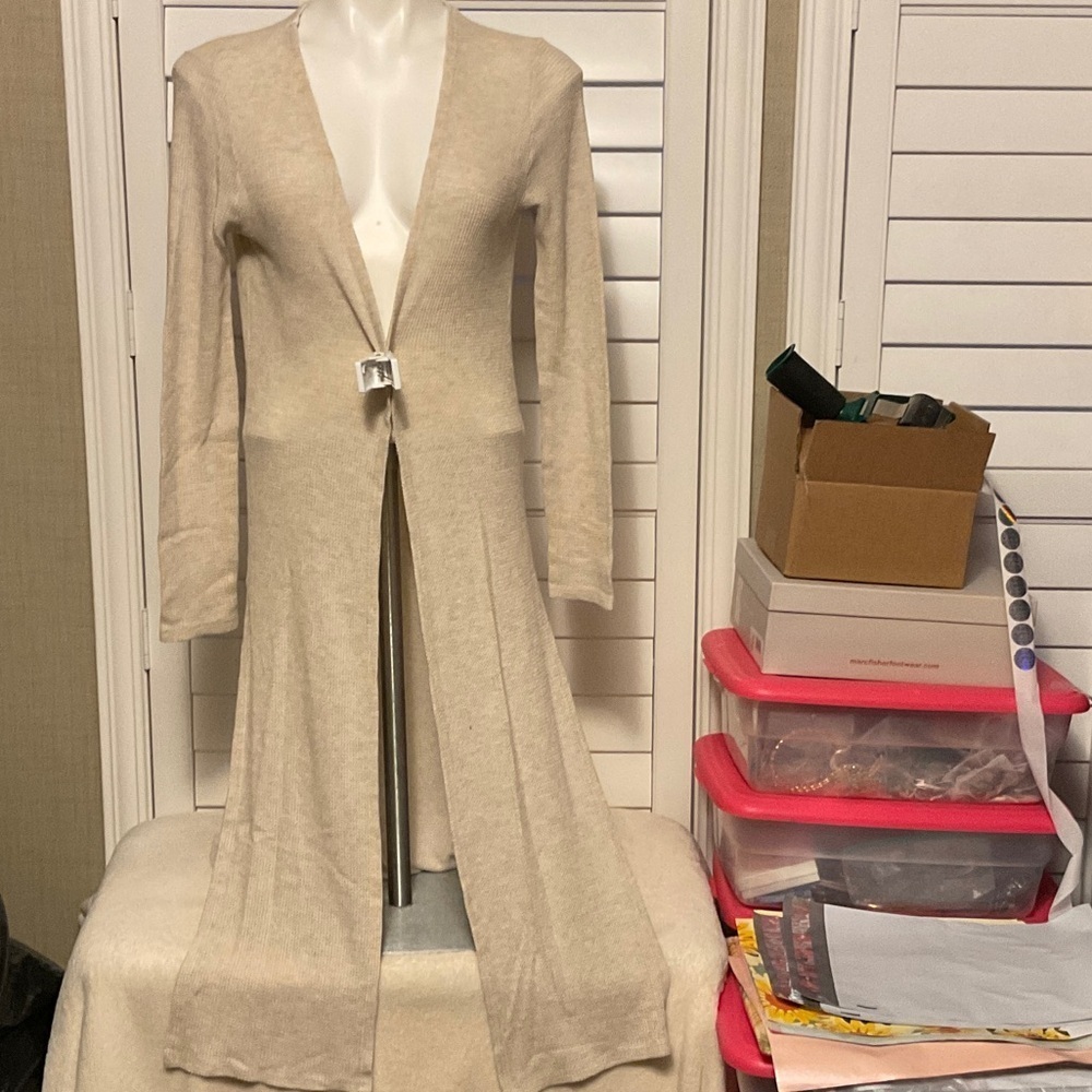 Elegant Cream Long Cardigan